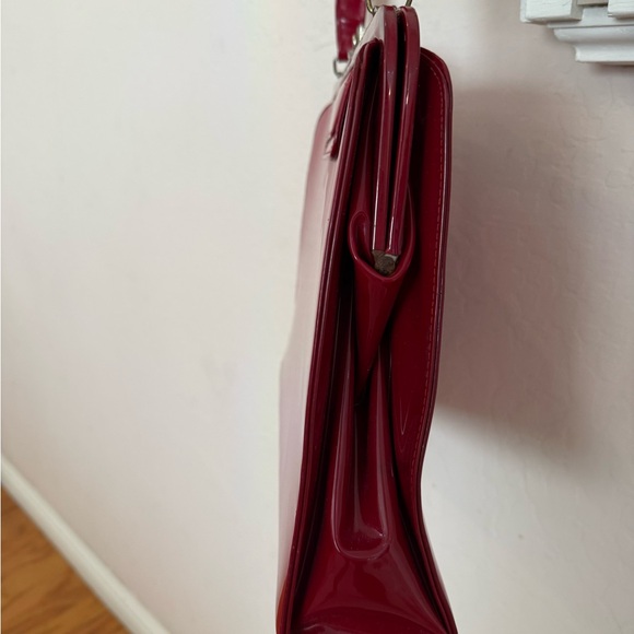 Vintage Red Patent Leather Handbag 10.5 X 13.5 - Picture 5 of 17